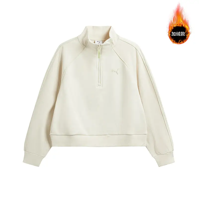 

Puma Бежевая зимняя женская новая спортивная одежда, повседневная теплая вязаная толстовка 63572787