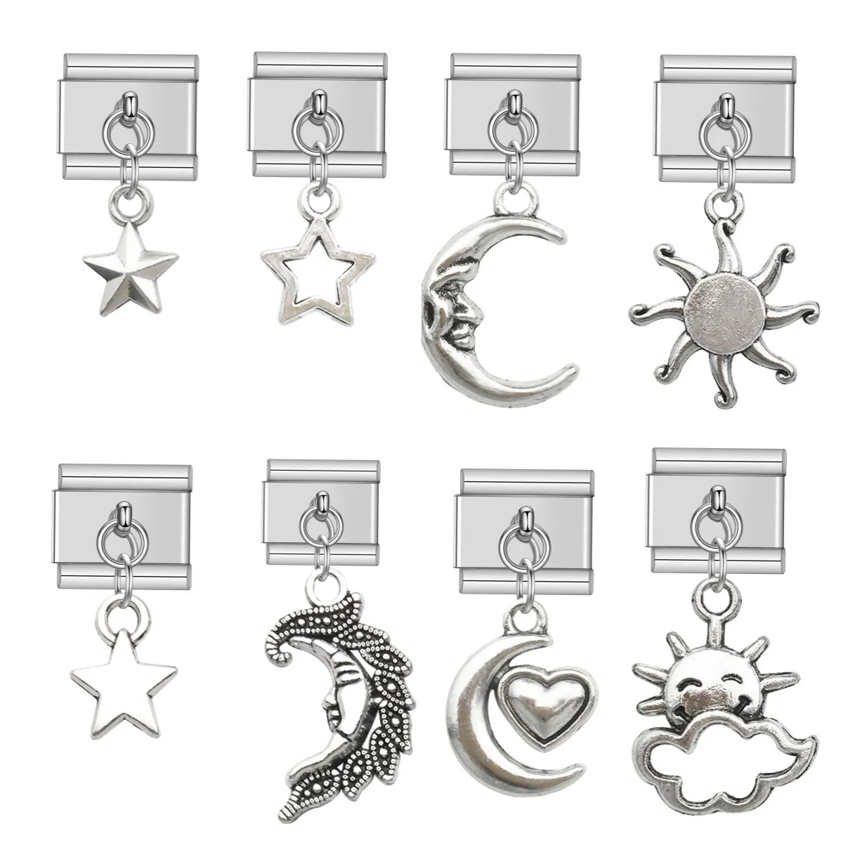 New Fashion Beautiful Personality  Stars, sun, clouds, moon Charm Italian Links Fit 9mm Bracelet DIY Making Jewelry