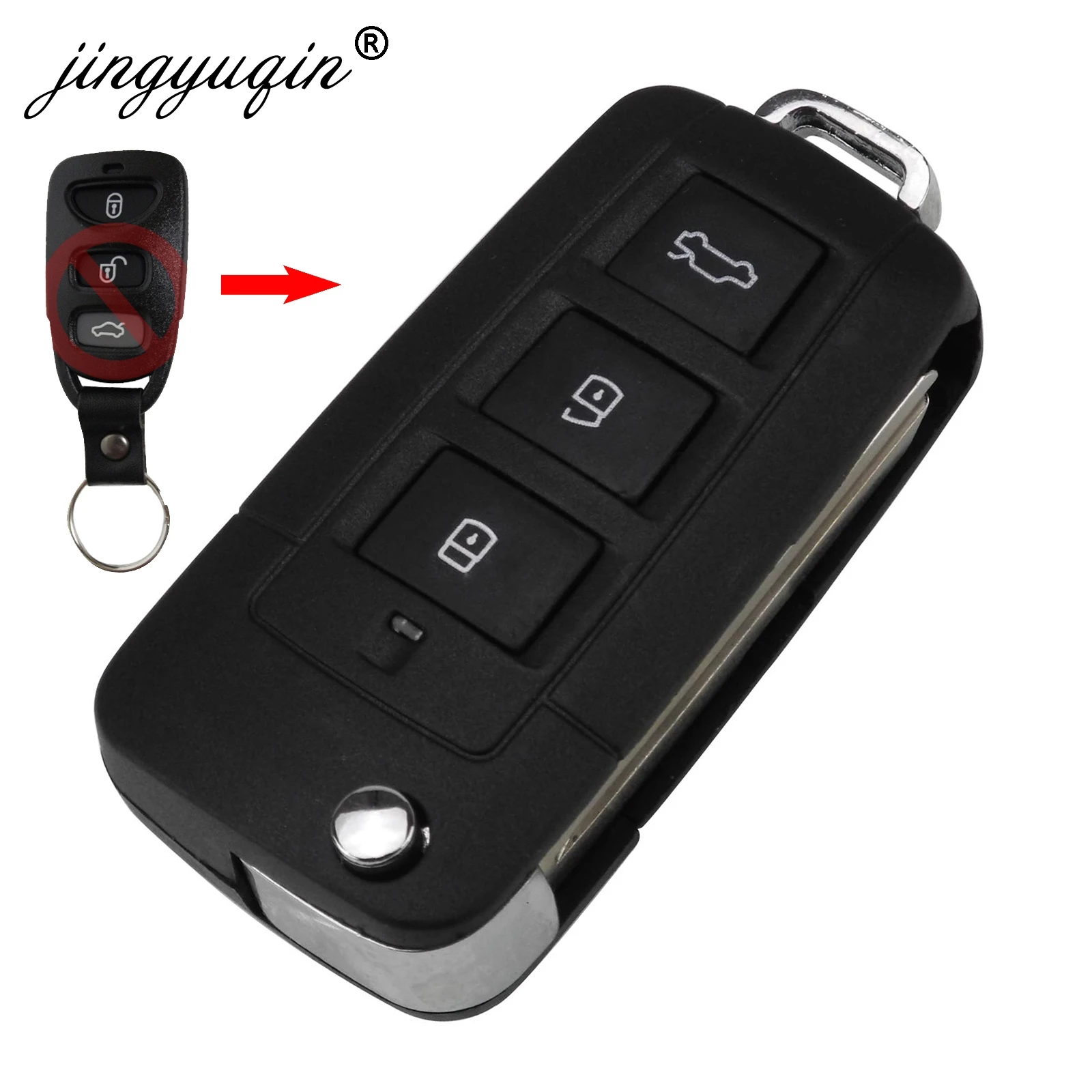 jingyuqin 3/4 Button Modified Foldable Remote Key Shell For Kia for Hyundai Elantra Sonata Genesis Car Key Case Fob HYN10 HYN14R