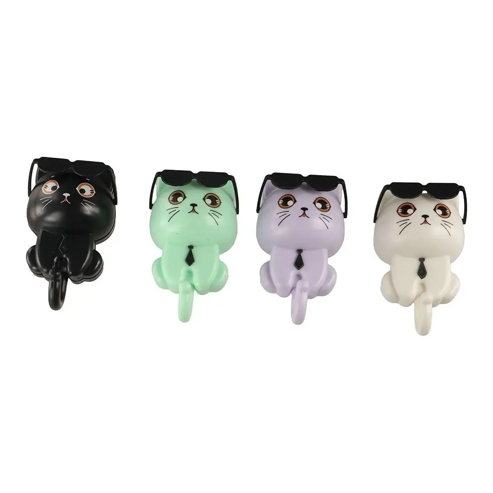 

Funny Plastic Cartoon Cat Hooks Wall Hanging Waterproof Sunglasses Cat Hooks Decorative Sticky Hooks for Home