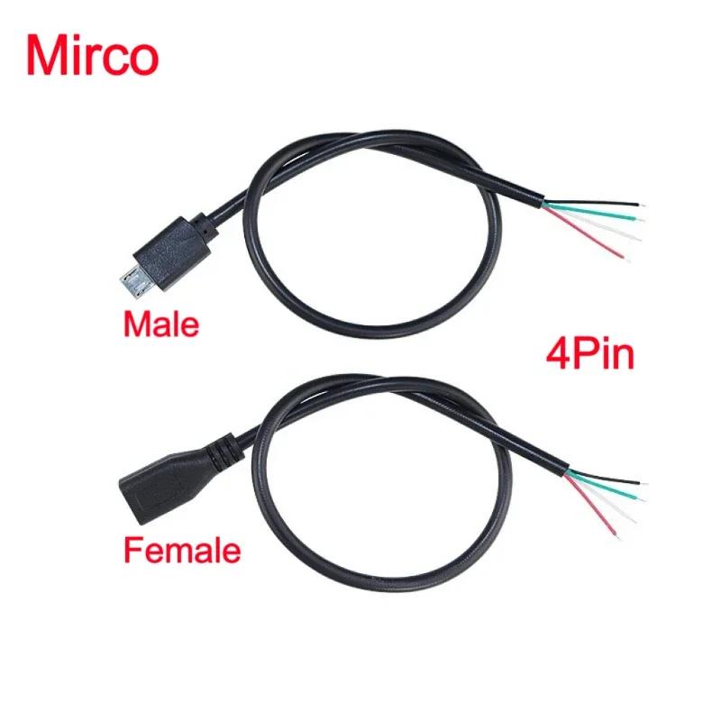 1M USB Type A Male Female Type C Micro Connector 2Pin 4pin core Power Supply Cable Extension Adapter repair welding Wire 30cm