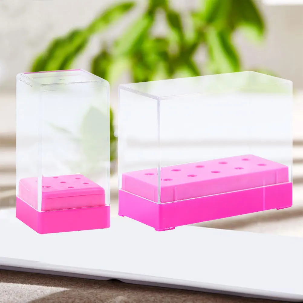 

2 pcs Nail Bit Storage Box Plastic Dustproof Organizer For Manicure Drill Bits Ceramic Tungsten Steel Nail Bit Holder Stand
