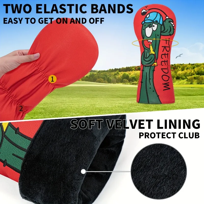 1pc capa de cabeça do clube de golfe, protetor durável do clube de golfe, design do padrão de balanço, elegante à prova de poeira, acessórios do clube de golfe
