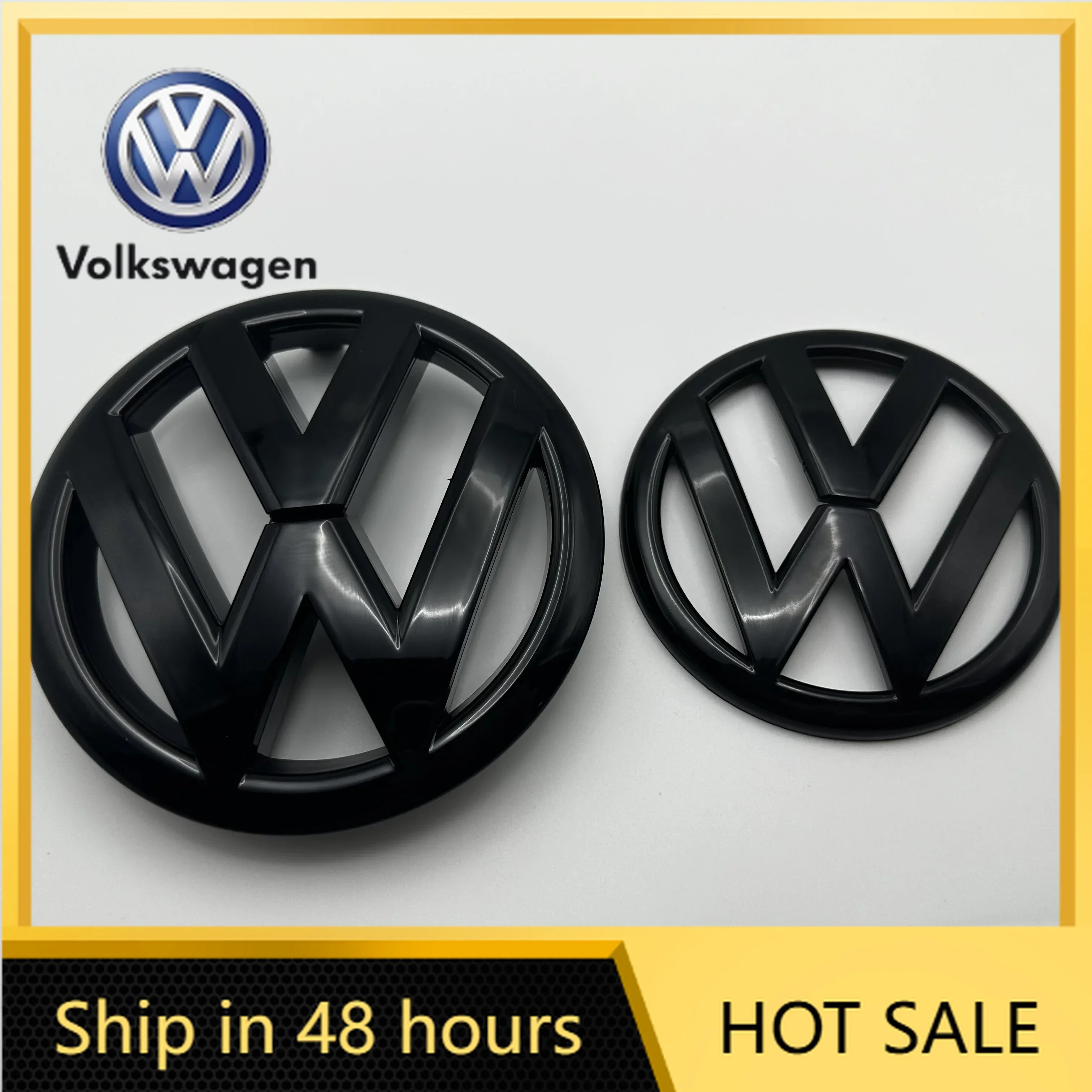 

Новинка 2026 года: Горячая продажа! Глянцевая черная эмблема 135 мм для передней решетки или 110 мм для задней крышки багажника для Volkswagen Gol.
