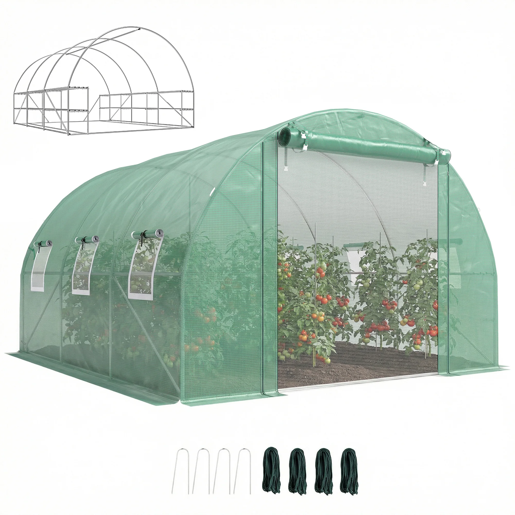 Walk-in Tunnel Greenhouse with Shelves, Hoop House Greenhouse