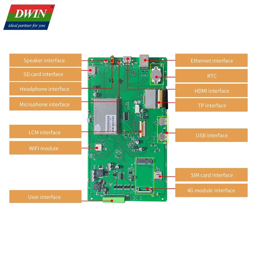 DWIN 10.1 Inch 1024*600 Pixels Android Intelligent Display Commercial Grade Wide Viewing Angle Capacitive IPS TFT LCD Module