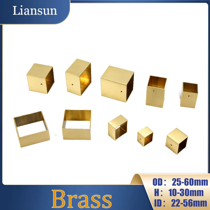 4PCS Square Brass Furniture Leg End Caps OD 25mm–60mm Suitable As Replacement Leg Covers for Mid-Century Modern Style Table Legs