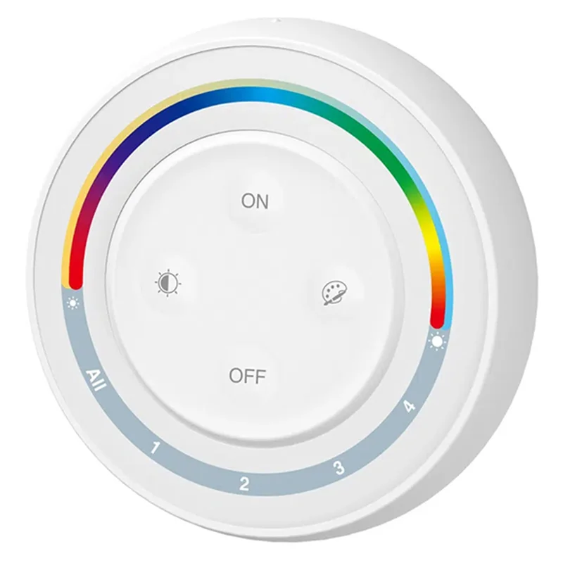 

APPLIA-RGBCCT Switch S2W+ 4-Zone 2.4Ghz Rainbow Remote Adjustable Saturation CCT/Brightness Bulb Light Controller For Series