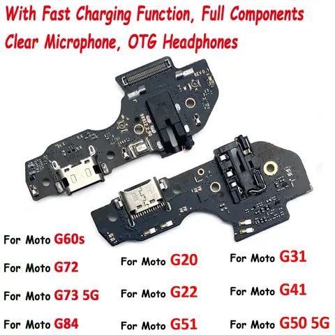 NEW Tested For Moto G50 G73 5G G20 G22 G31 G41 G51 USB Charger Socket Connector Charging Port Board Micro Flex Fast charging
