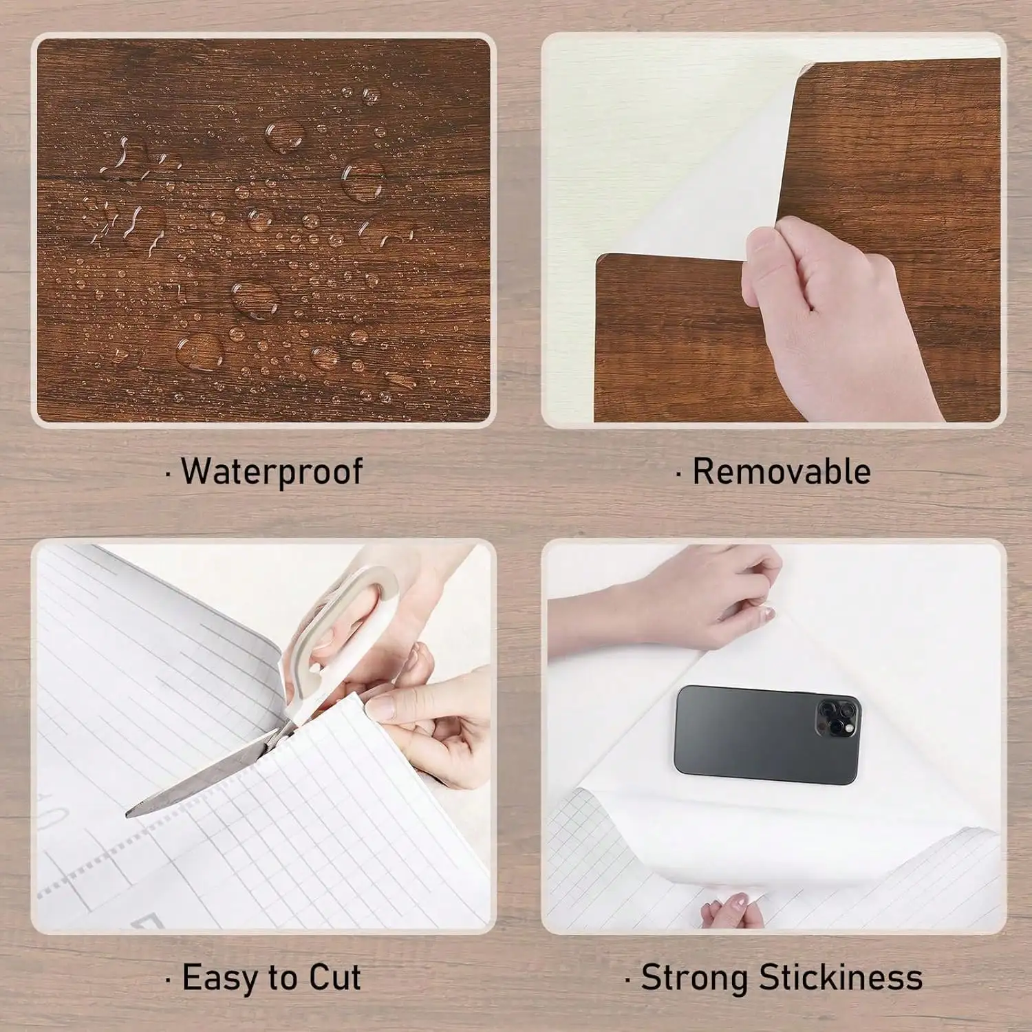 Easy to install	Removable wallpaper,self adhesive Thick vinyl Vinyl wallpaper for Retail display Tabletop cover DIY home decor