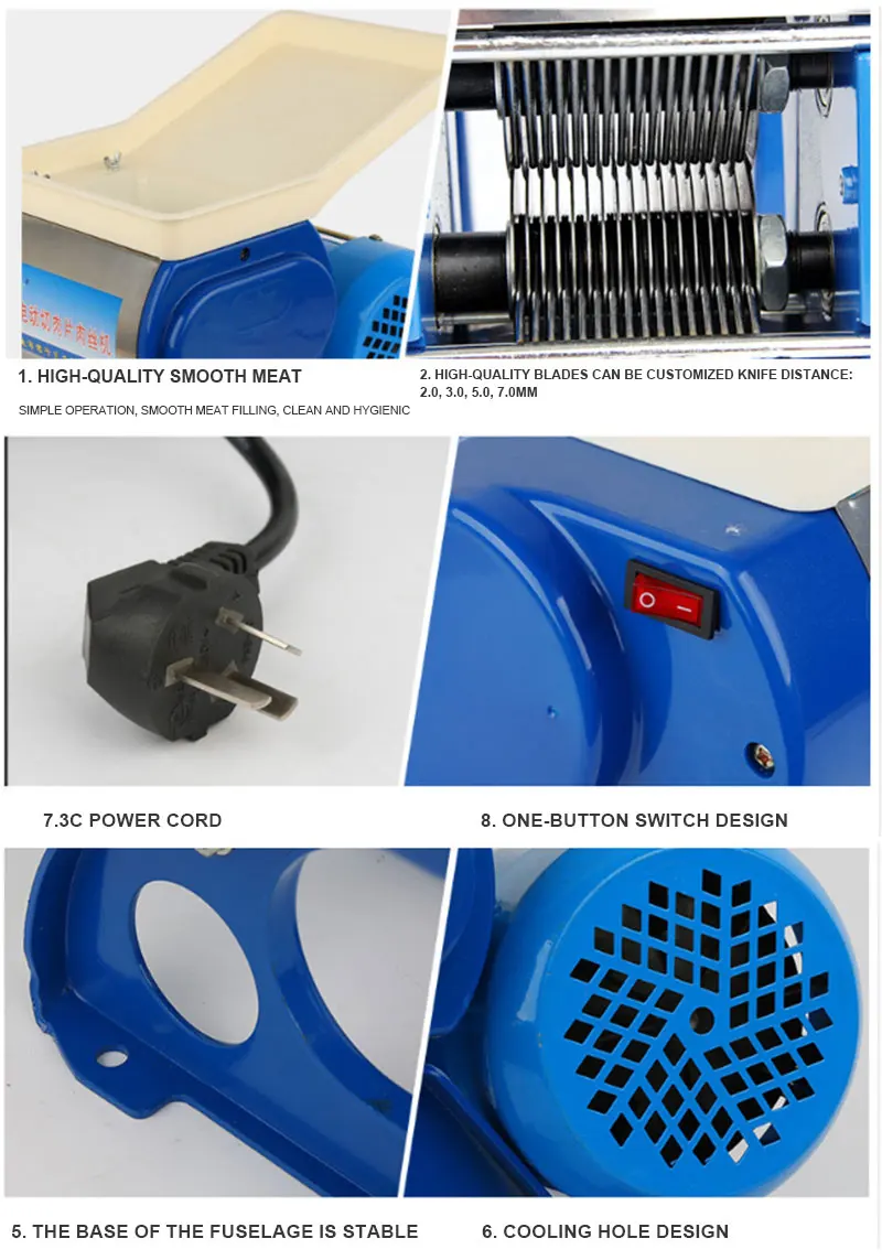 Meat Slicer Multi Function Desktop Electric 220V Commercial For Shredded Food Stainless Steel Sharp Blade Shredder 370W