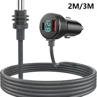 Para cargador Starlink Mini cargador de coche USB Dual 12V-24V vehículos 2M/300CM Cable CC voltímetro Digital Cable de extensión impermeable