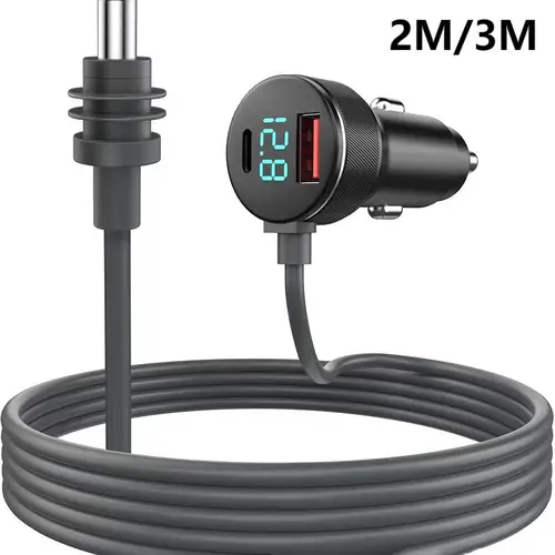 Para cargador Starlink Mini cargador de coche USB Dual 12V-24V vehículos 2M/300CM Cable CC voltímetro Digital Cable de extensión impermeable
