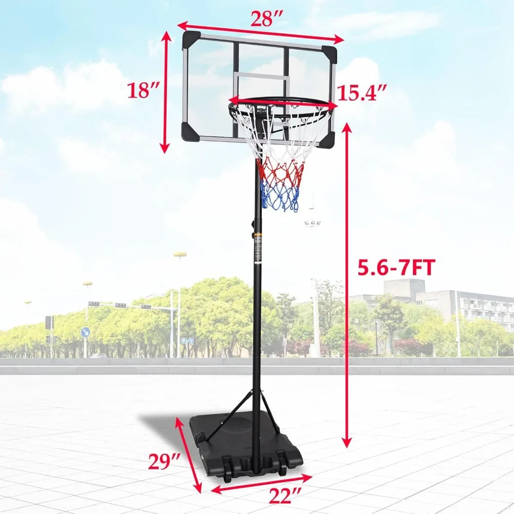 نظام كرة سلة بارتفاع قابل للتعديل للمراهقين والكبار، حافة 28 بوصة، مثالي للملاعب الخارجية والداخلية