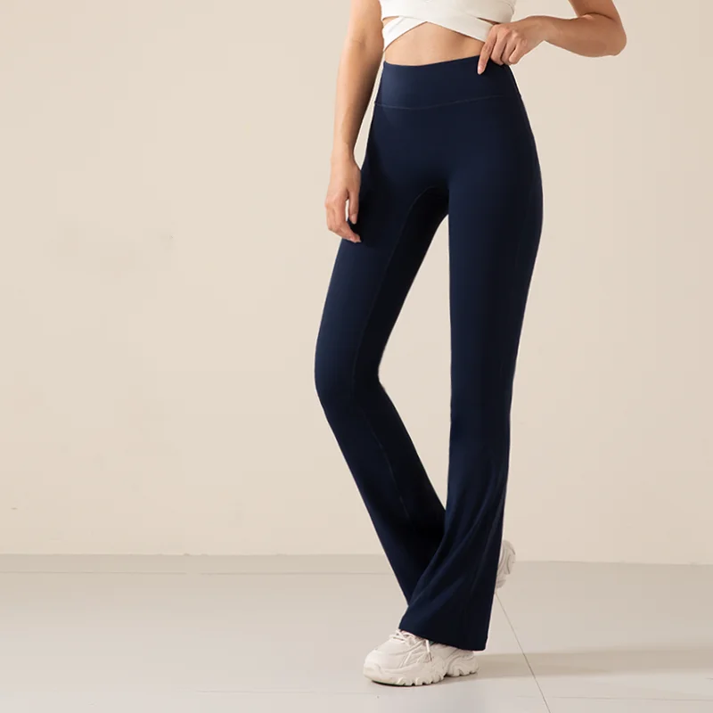 Women's wide foot yoga flared pants high waist hip lift lightweight breathable comfortable no embarrassment line pants with logo