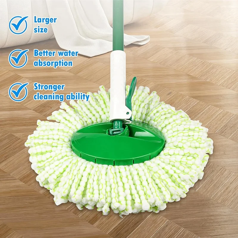 4 عبوات من رأس استبدال الممسحة الدوارة لنظام الممسحة الدوارة Libman Tornado، رأس ممسحة دوارة مستديرة كبيرة من الألياف الدقيقة