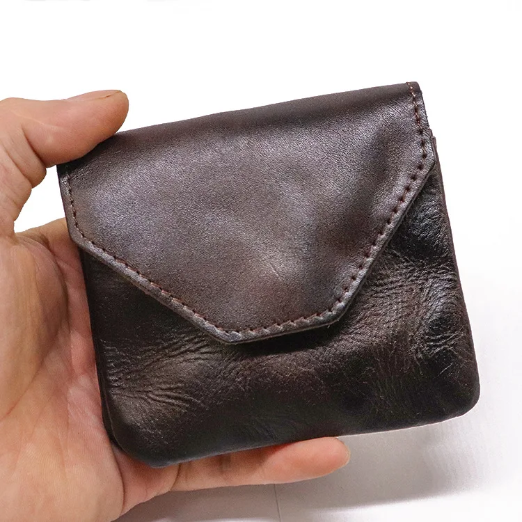 محفظة رجالي من الجلد الطبيعي مع جيب للعملات المعدنية، محفظة كاجوال بسيطة قابلة للطي للرجال