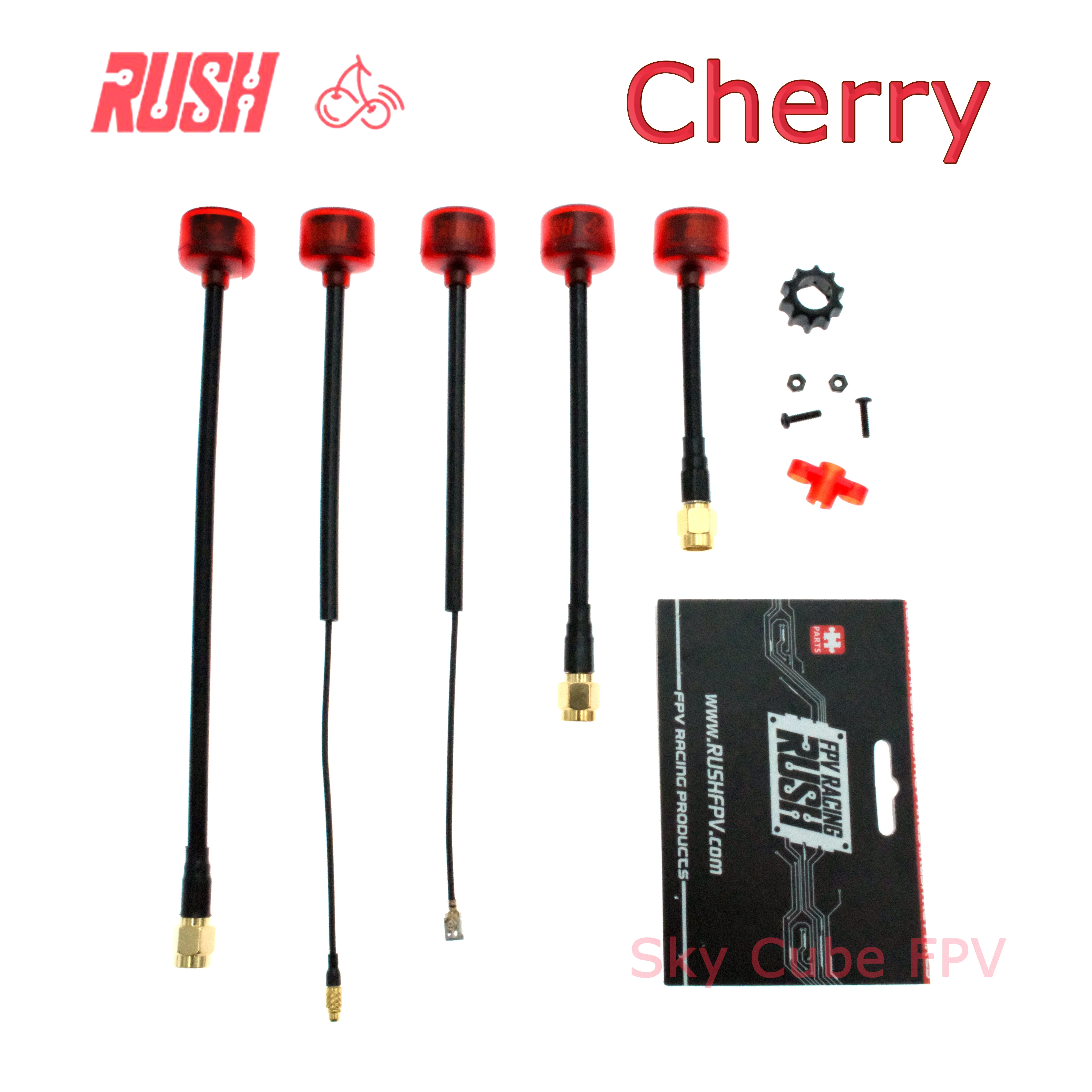 Rush Cherry 5.8G FPV Antenna RHCP SMA MMCX UFL 150mm 175mm With 3Hole Connector Adapter For RC FPV Long Range Drone VTX  Parts