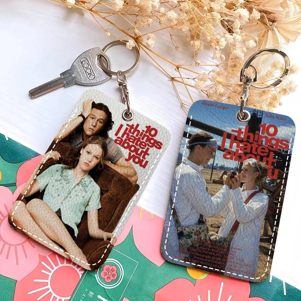 Vintage 10 Things I Hate about You Movie Versatile Leather Card Holder Compact Keychain Wallet for All Small Cards