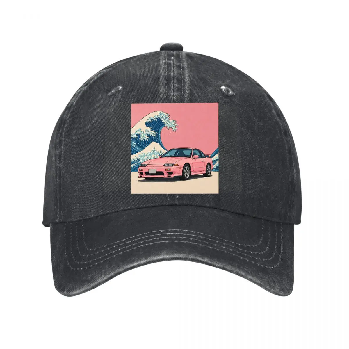 JDM S14 240 Drift Car Great Wave Ukiyo New Vintage Washed Cotton Baseball Cap Sun Hats