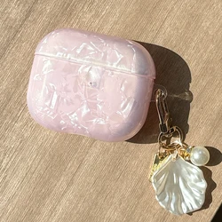 Dreamy Pearl Shell Soft Case with Keychain for AirPods Pro and 2 Airpods 4 3 2 Wireless Earphone Accessories Headphone Box Cover