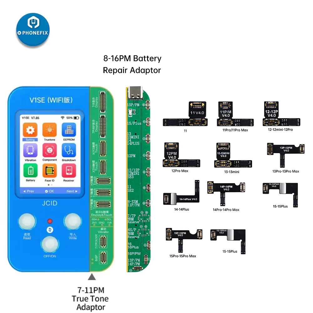 JCID 정품 Tga-on 배터리, FPC 수리 플렉스, IPhone11-15PM 건강 경고 배터리 외부 교체 케이블, V1SE V1S PRO