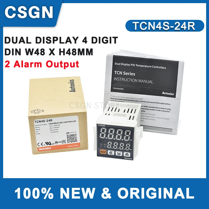 

TCN4S-24R Temperature Controller 1/16 DIN Dual Display 4 Digit PID Control Relay and SSR Output 2 Alarm Output 100-240VAC