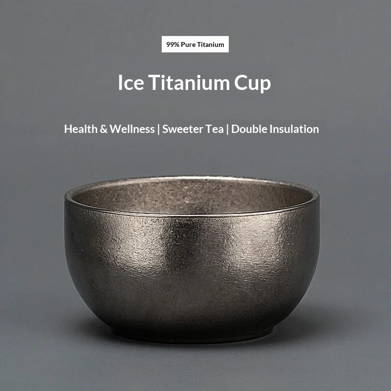 Gianxi Reines Titan Hochwertige Kleine Teeschale Eiskristall-Meisterbecher Tee-Set Outdoor-Camping Persönlicher Titan-Legierungs-Wasserbecher