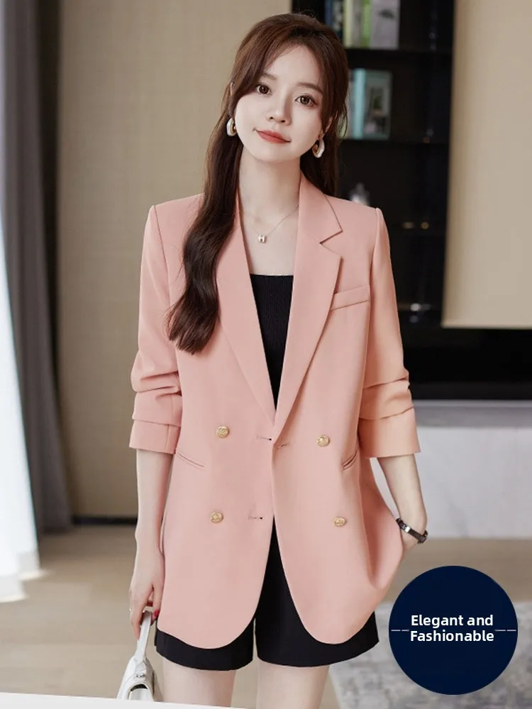 Pink Suit Jacket Women's Casual Elegant Small Size Street Style Top Spring Autumn New Arrival High Quality Commute Interview