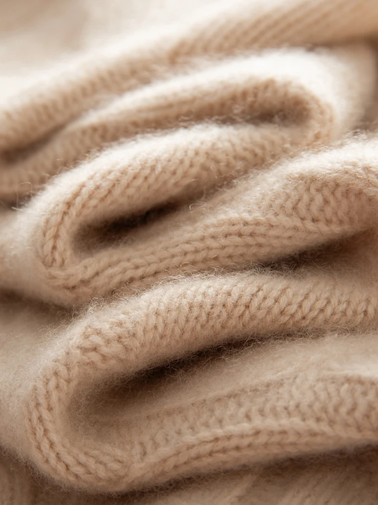 TLOML Suéter feminino 100% caxemira com decote em V pulôver grosso solto cabo tricotado de caxemira outono inverno macio quente tops de luxo