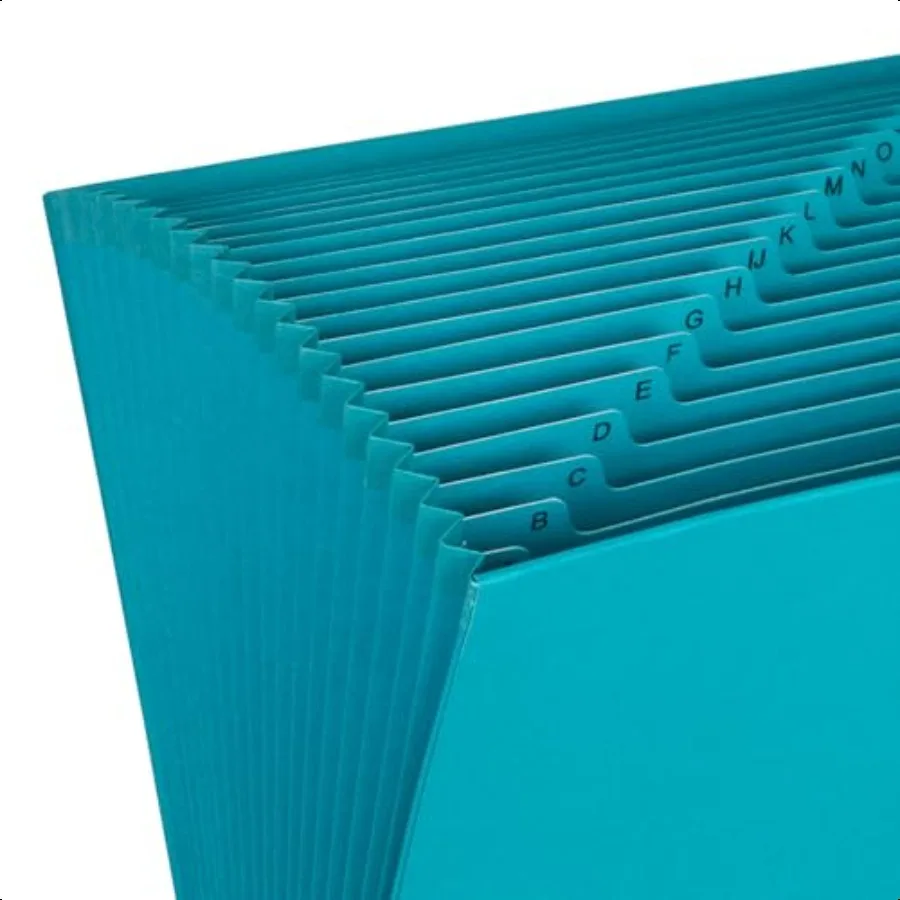 Blue Summit Teal Expanding File Open Top Letter Size AZ Organizer 21 Pockets