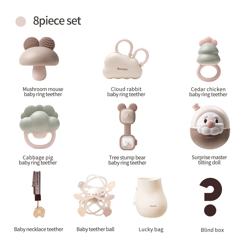 BANSHILI penawaran eksklusif bayi grosir mainan nyaman menenangkan mewah cincin boneka bayi hadiah Teether Soothe Rattle Set mainan