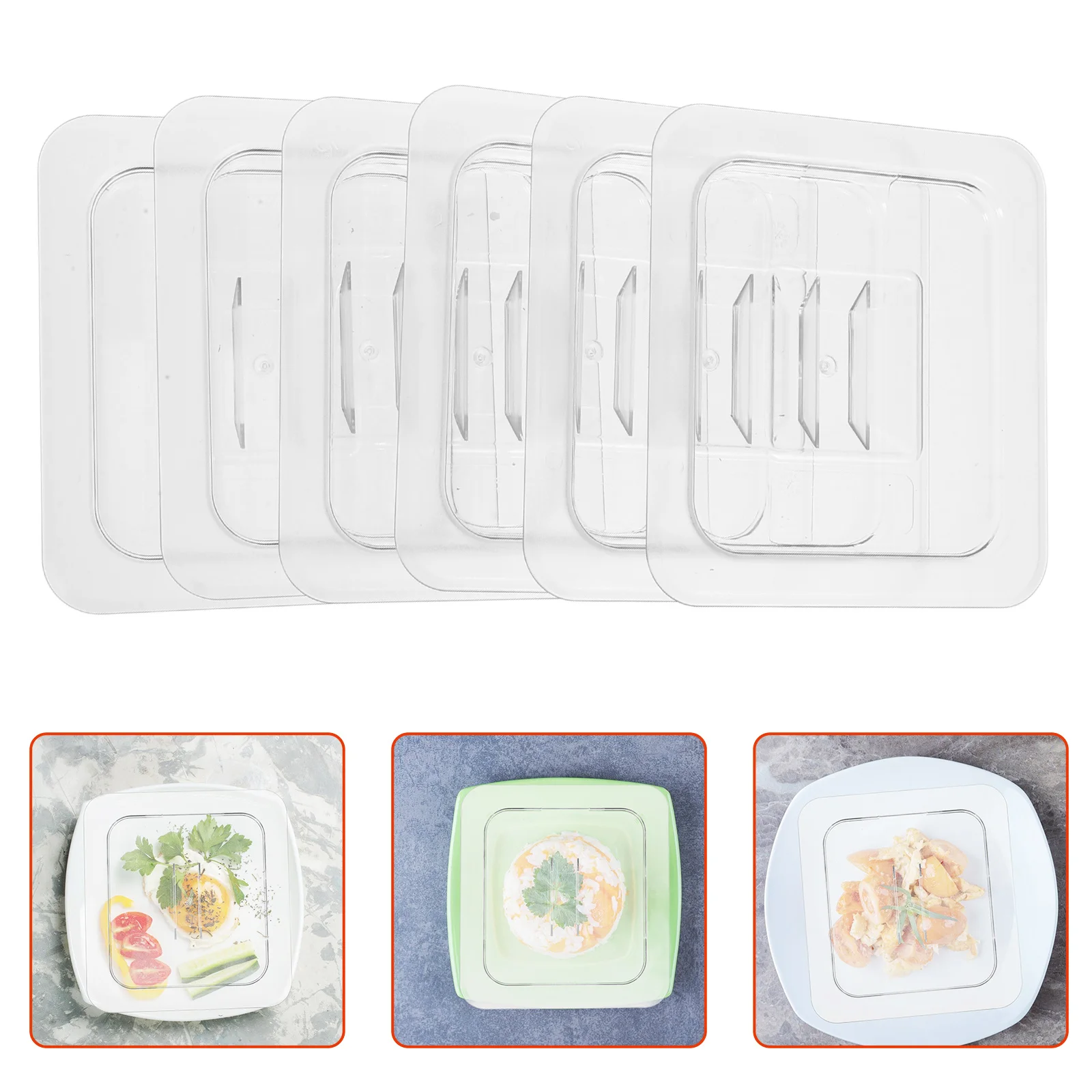 

6Pcs Reusable Plastic Pan Lids 1 6 Size Clear Handled Hotel Food Pan Cover Food Serving Plate Lid Restaurant Universal Lid