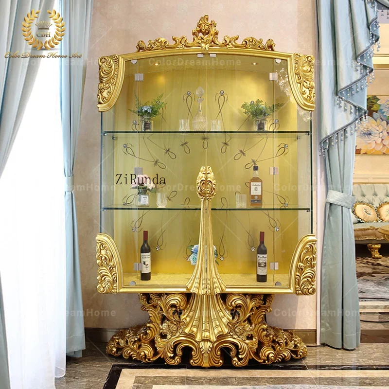 

Роскошный круглый обеденный стол в итальянском стиле с резьбой по дереву, золотой круглый набор из 6 мест с бытовой мебелью, стульями