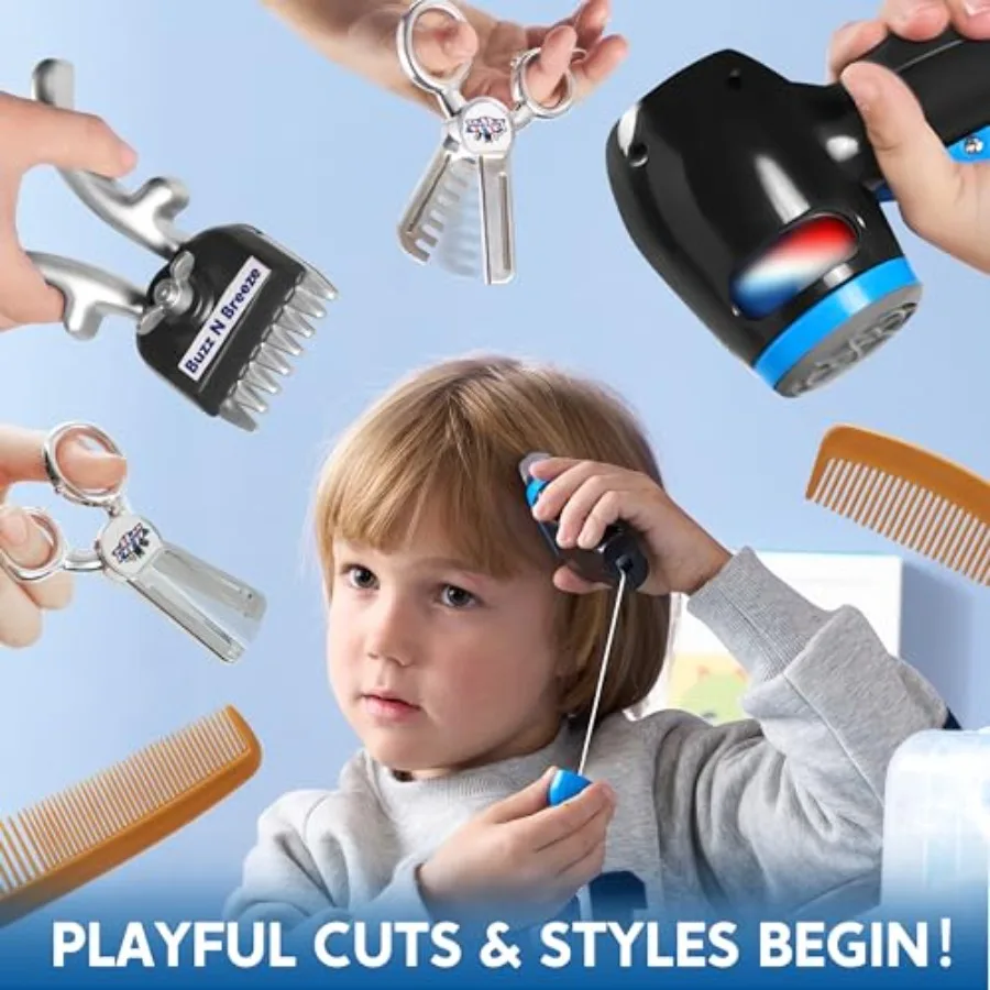 Barber Shop Pretend Role Play Toy, 23 Pcs Shaving Kit for Boys, Haircut Kit for Boys 3+ Year Old Birthday Gift, Upgraded Toddle view 4