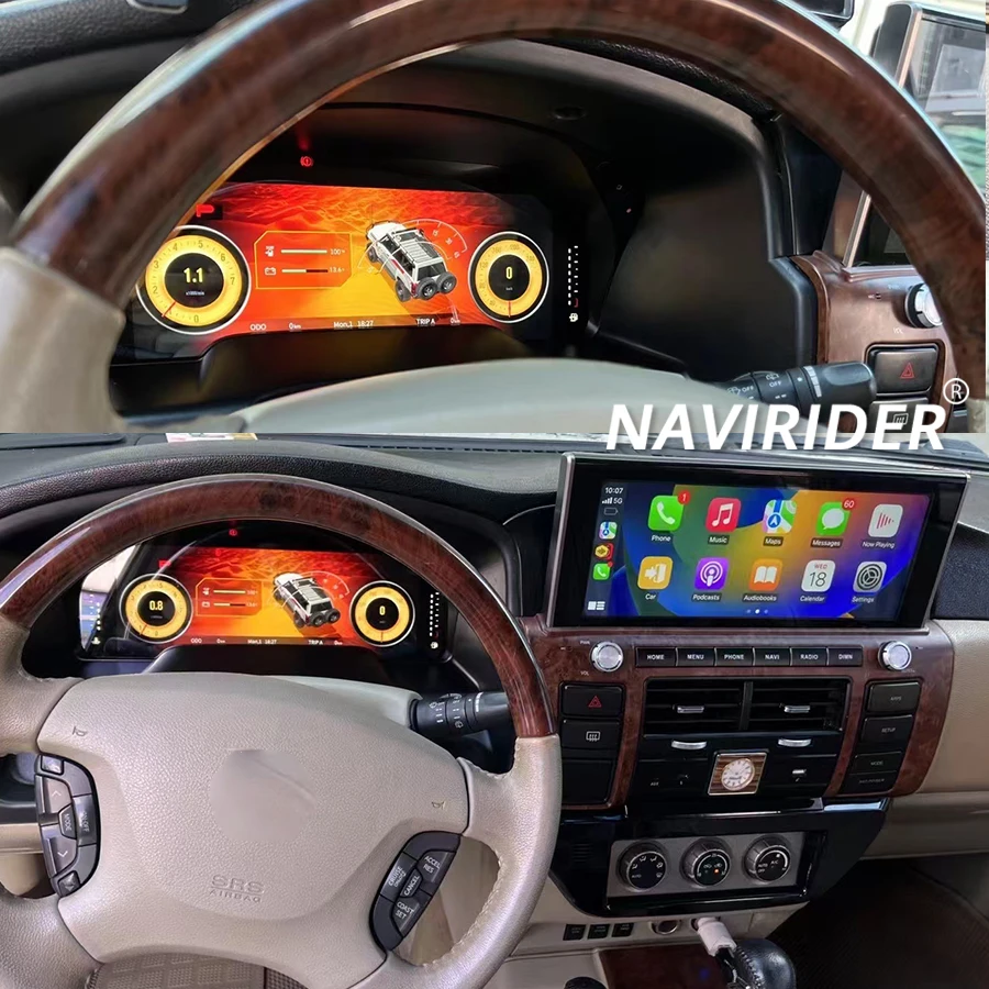 หน้าจอ Qled ขนาด 12.3 นิ้วสําหรับ Nissan Patrol Y61 Wireless Carplay เครื่องเล่นวิดีโอมัลติมีเดีย Android วิทยุ Cluster อัพเกรด