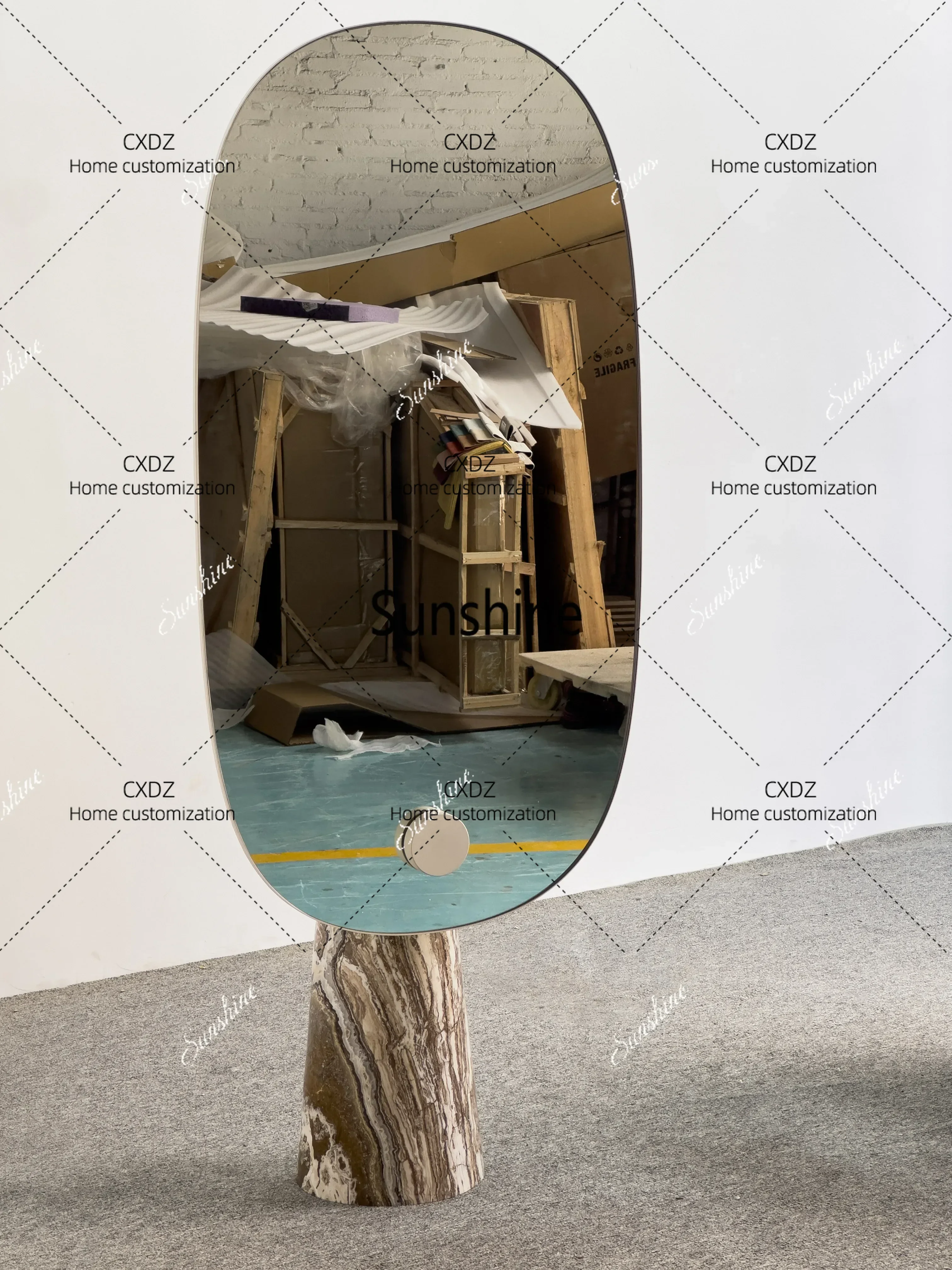 XXSculpture floor mirror household mobile bedroom wall simple and moder