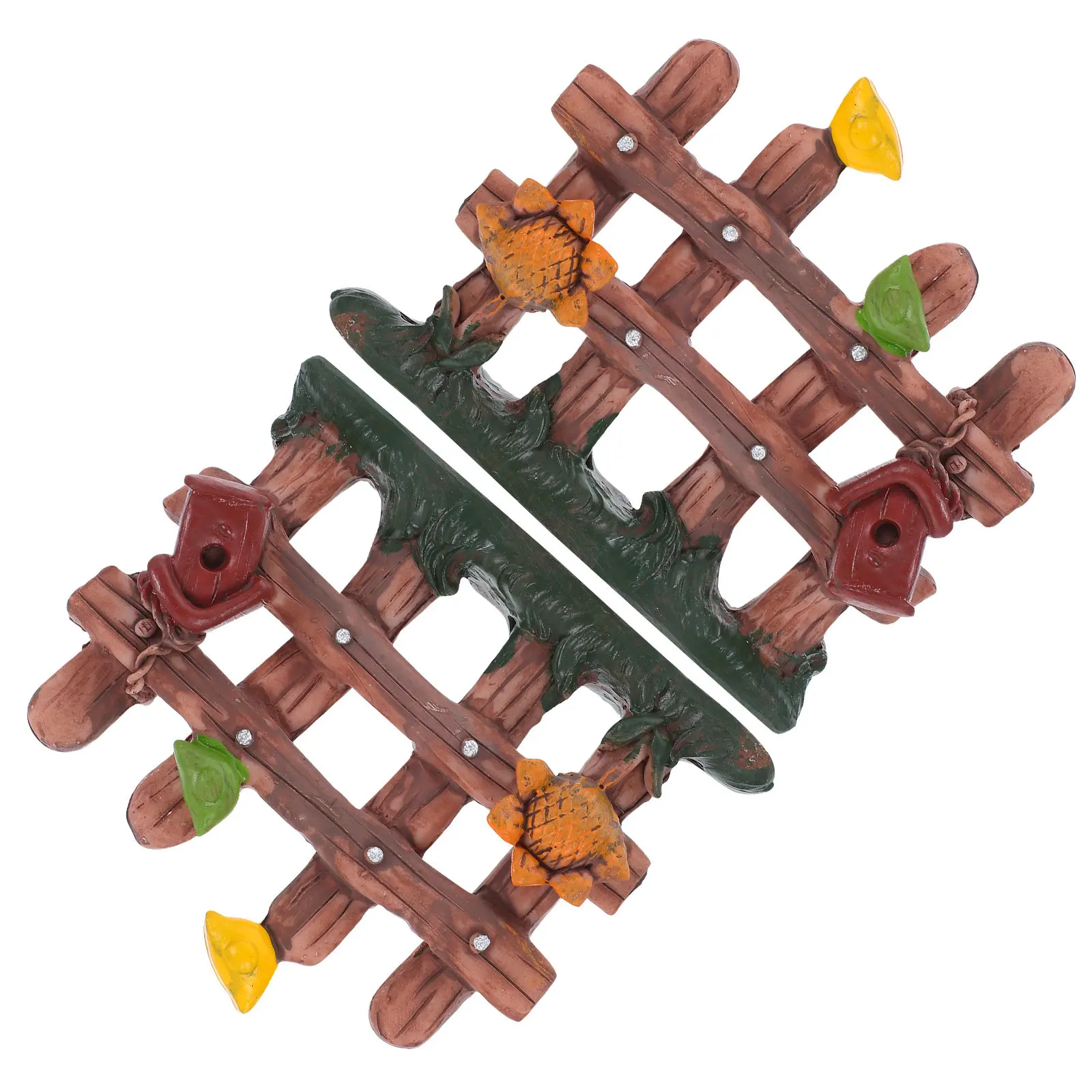 2Pcs Natural Wood Picket Fence with Mini Birds Nest Serene Sand Tray Therapy Kit for Psychological Counseling Desktop Sand Box