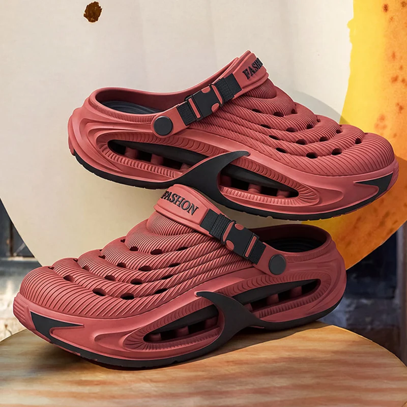 Modische Ausgehöhlte Sport-Sandalen für Herren mit Dicker Sohle, Eva Weichsohlen Sommer-Clogs, Rutschfeste Outdoor-Fahr- und Strandsandalen