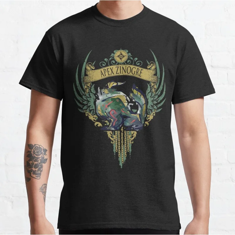 

APEX ZINOGRE 0220 Monster hunter world gift t shirt for men Cartoon Video game MHW Graphic Tee Y2K Clothes All size tops S-6XL