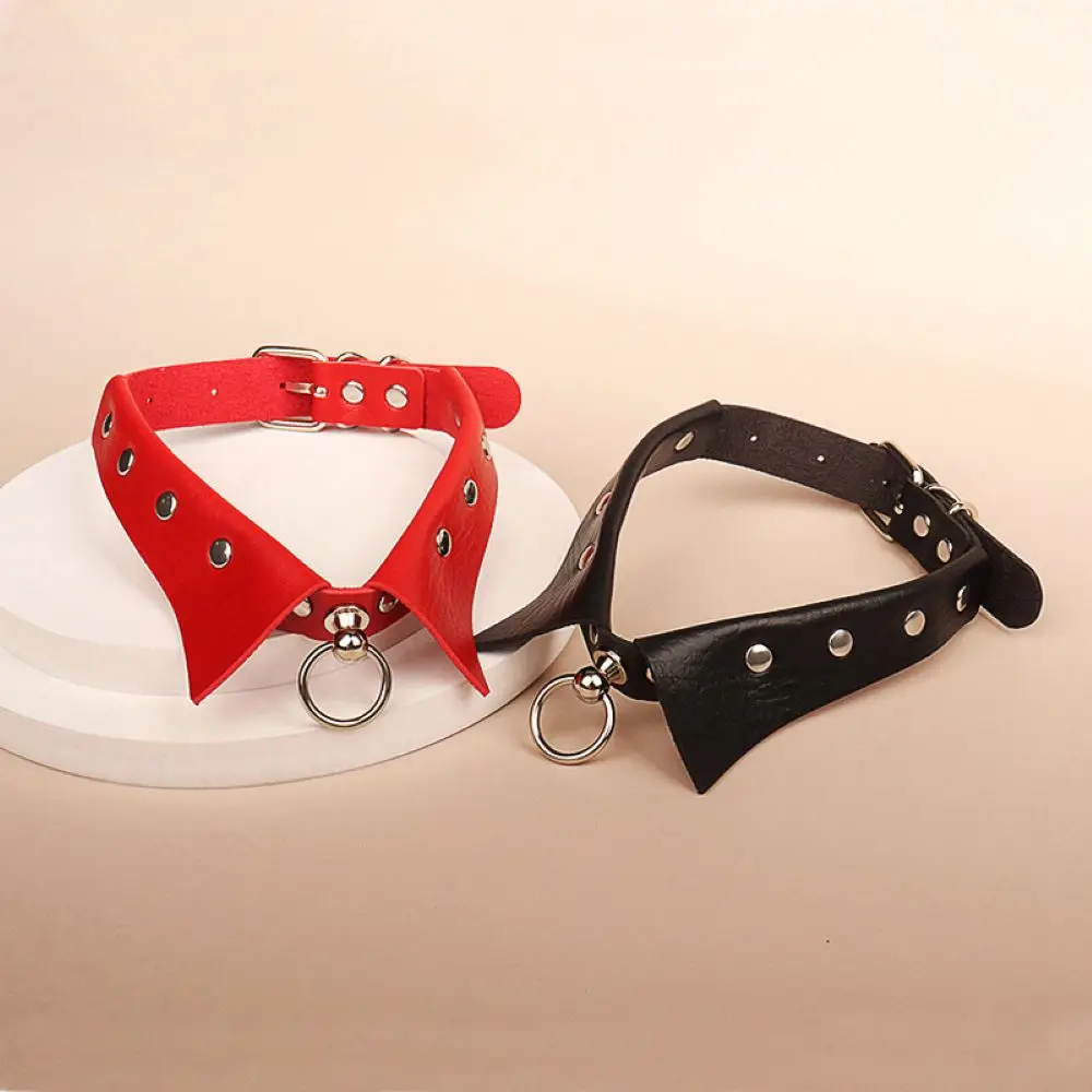 Vintage Collar Choker Punk Gothic Leather Choker Necklace For Women Round Ring Pendant Necklace Fashion Jewelry