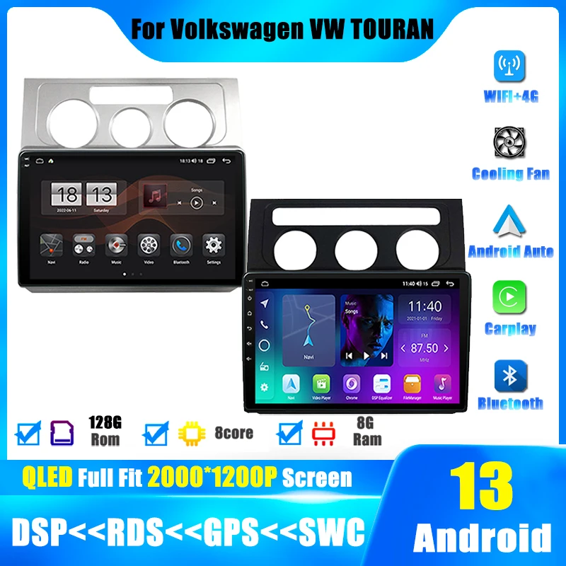 

Android 13 For Volkswagen VW Touran 1 2003 - 2010 Carplay Car Radio Multimedia Autoradio Player Stereo GPS Navigation Head Unit