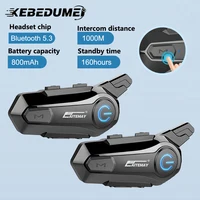 Intercomunicador con Bluetooth para casco de motocicleta, interfono con reducción de ruido, V5.3, 1000M, 1/2x