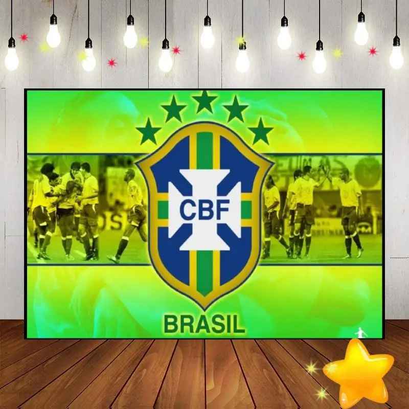 Brazilian Characteristics Background Party Photography Backdrops Football Kingdom Star Custom Birthday Backdrop Monte Cristo Hot