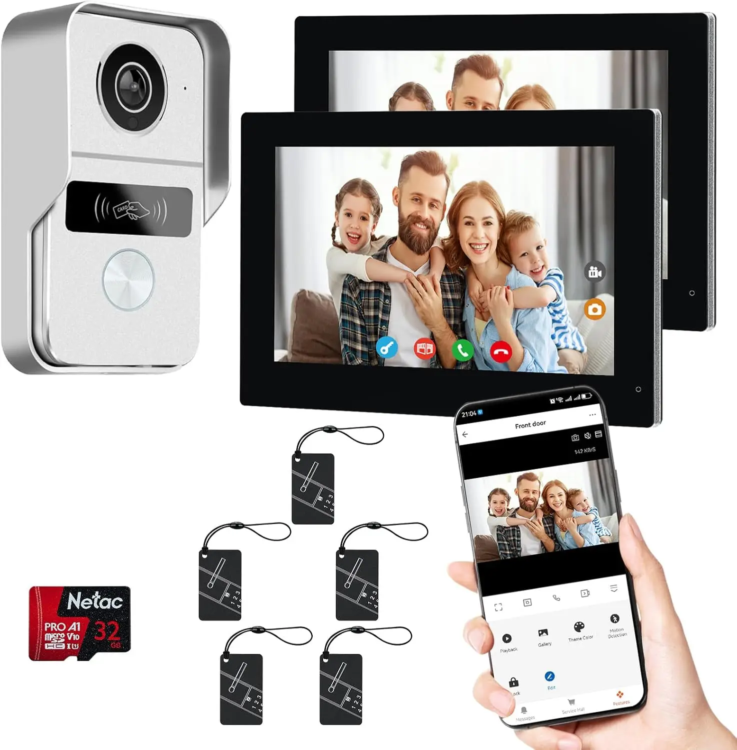 

Двухпроводная видеодомофонная система с 7-дюймовым сенсорным экраном, ночным видением и удаленной разблокировкой для виллы, офиса, квартиры