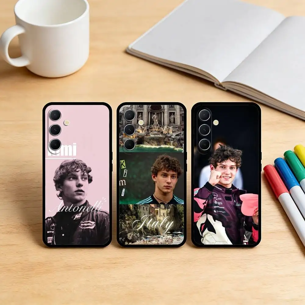 Funda para teléfono AAA Young Racer K-Kimi A-Antonelli para Samsung S26,S25,S24,S21,S22,S23,S30,Ultra,S20,Plus, carcasa negra suave