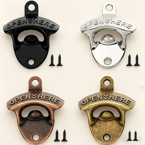 Zinc Alloy Wall Bottle Opener Beer Retro Alloy Wall Mounted  Beer Bottle Opener Kitchen Decor KPQ005