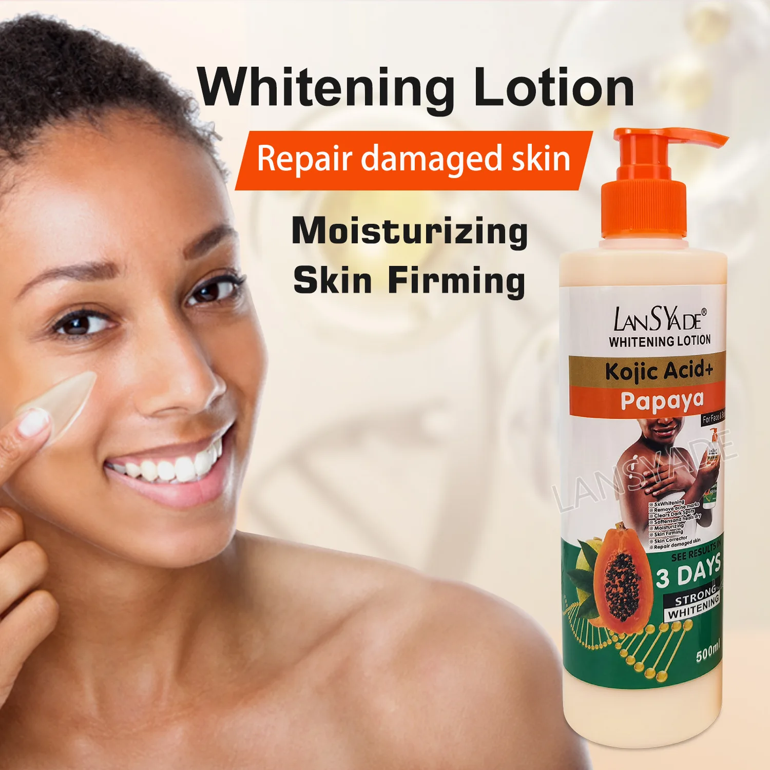 500ML Papaya Body Lotion for Women Moisturizing Hydrating Whitening Massage Lotion Skin Brightening