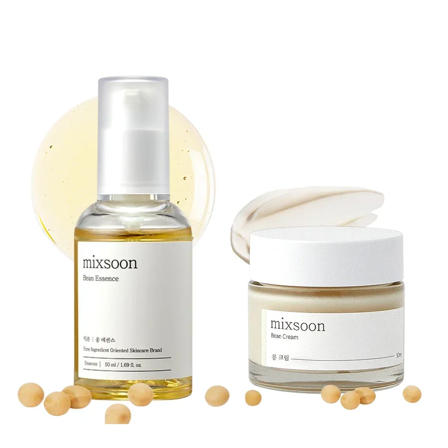 Set Duo de Crema con Esencia de Frijol Mixsoon, Hidratante, Suavizante, para una Piel Radiante, 50ml+50ml, Cuidado de la Piel Coreano