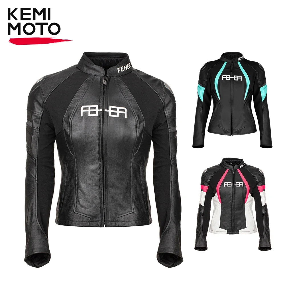 Motorcycle Lady‘s Riding Leather Jackets Women Motorcyclist Street Gear Protective Gear Windproof Racing Suits Slim Fit Jackets